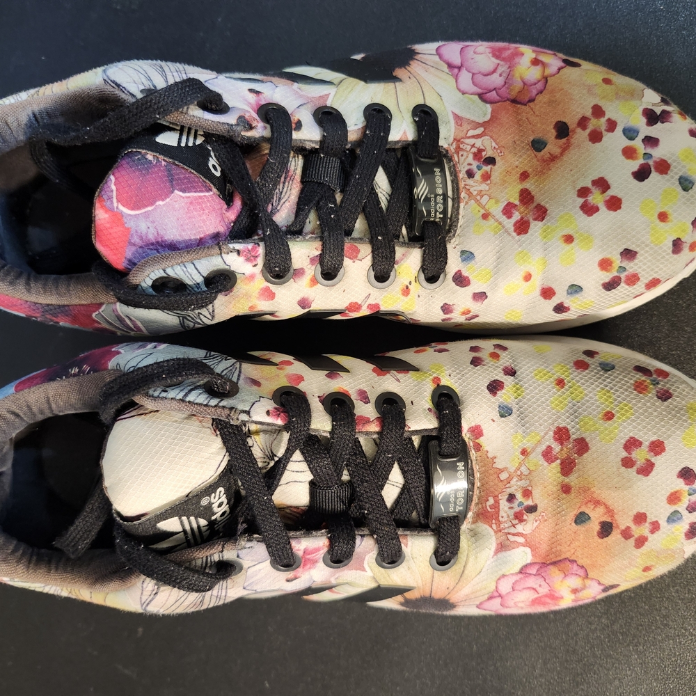 adidas Floral Print Running Shoes - Pink, Yellow, Black